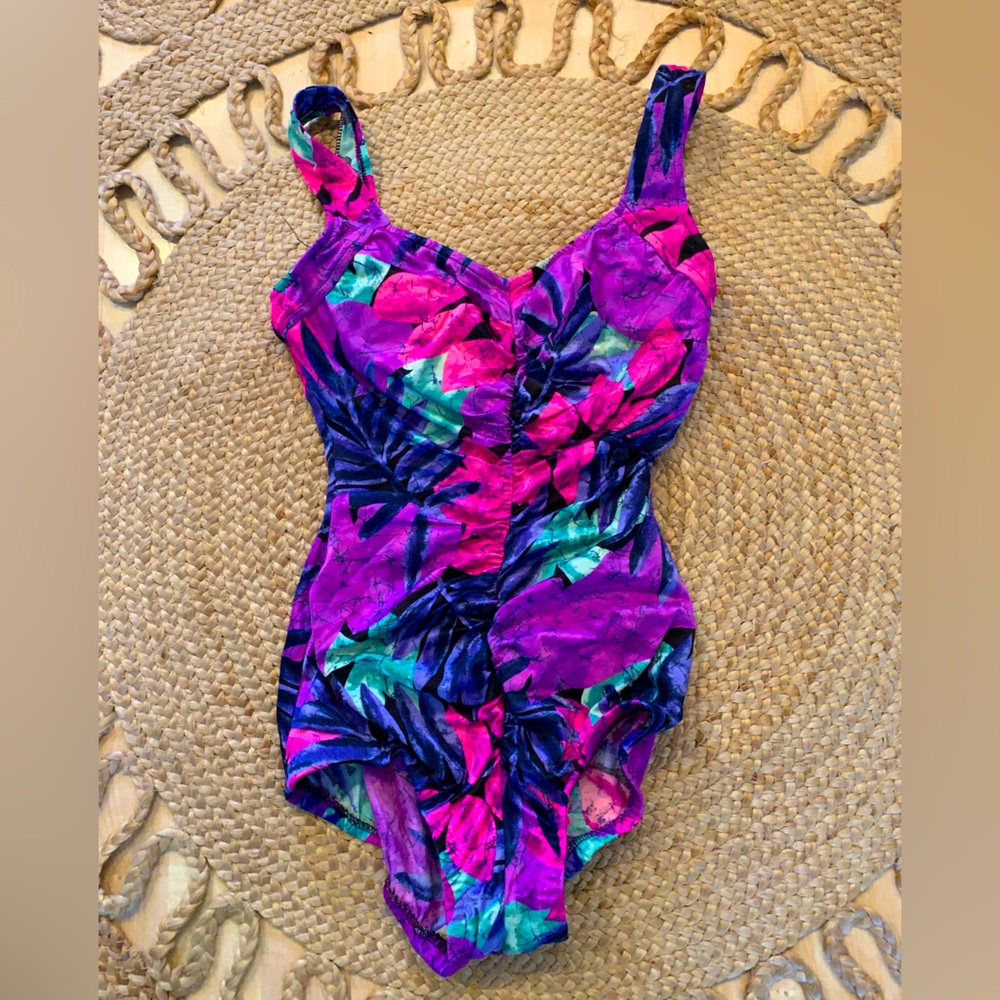 Vintage le cove floral one piece swimsuit size 10